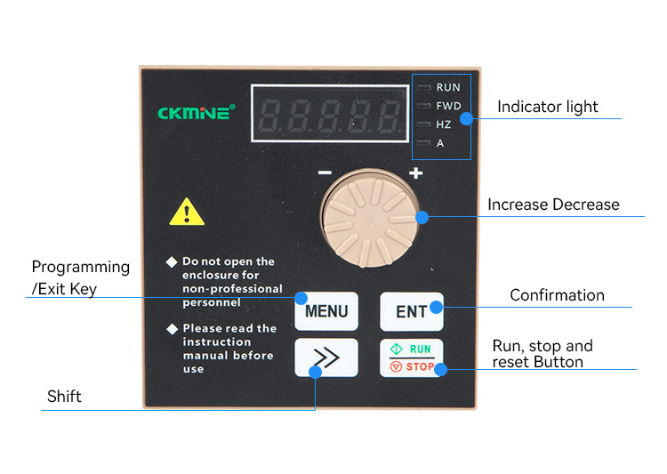 CKMINE 0.75kw 220V Knob Variable Frequency Speed Drive 3 Phase AC VFD Inverter variadores de frecuencia for 1HP Motor manufacture