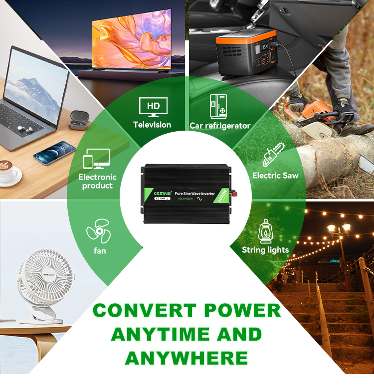 CKMINE 12V 24V 48V to 230V 220V 240V 120V 110V 100V 2000W 1000W power inverter modified sine wave dc ac car converter details