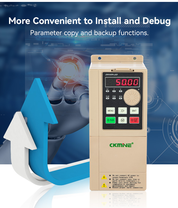 CKMINE Factory Good Price 15kW 20HP Motor Inverter Variable Frequency Driver 380V Close Loop Three Phase Speed Control VFD details