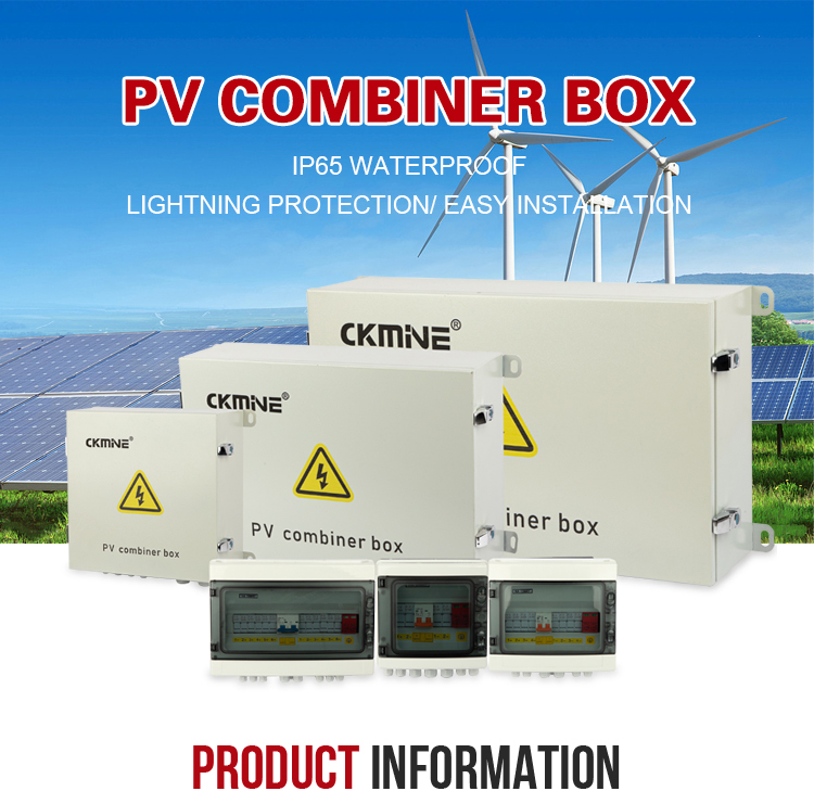 CKMINE customized solar combiner box 6 strings 63A 1000v dc waterproof pv array combiner boxes 6 in 1 out for solar panel factory