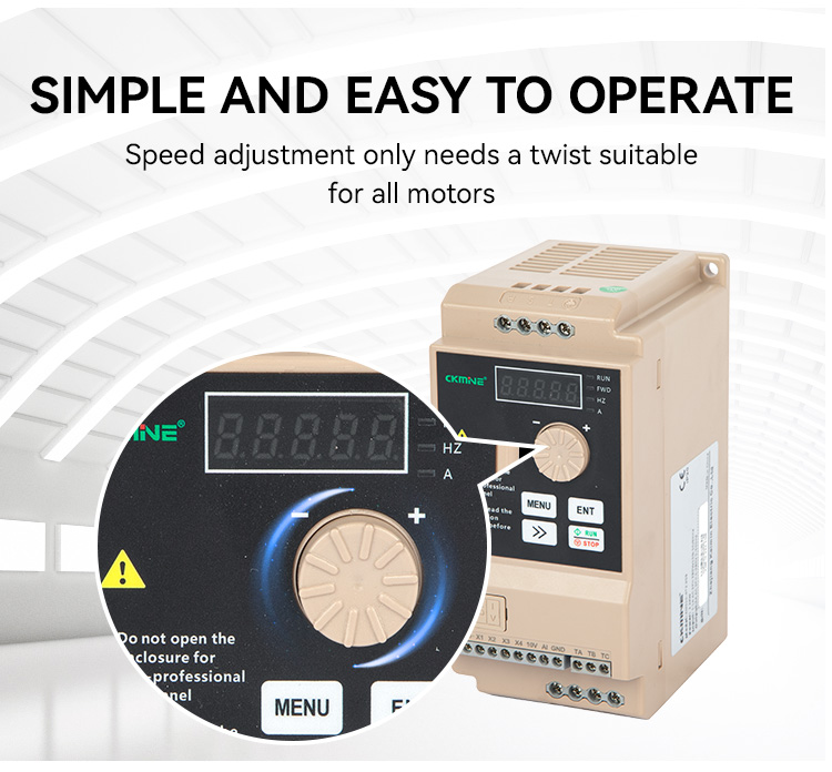 CKMINE 0.75kw 220V Knob Variable Frequency Speed Drive 3 Phase AC VFD Inverter variadores de frecuencia for 1HP Motor supplier