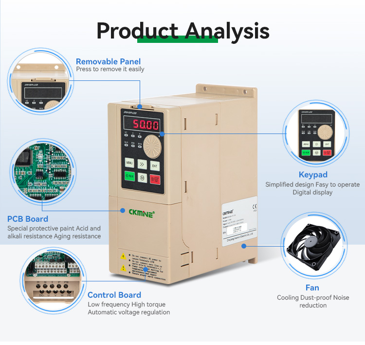 CKMINE Factory Good Price 15kW 20HP Motor Inverter Variable Frequency Driver 380V Close Loop Three Phase Speed Control VFD details
