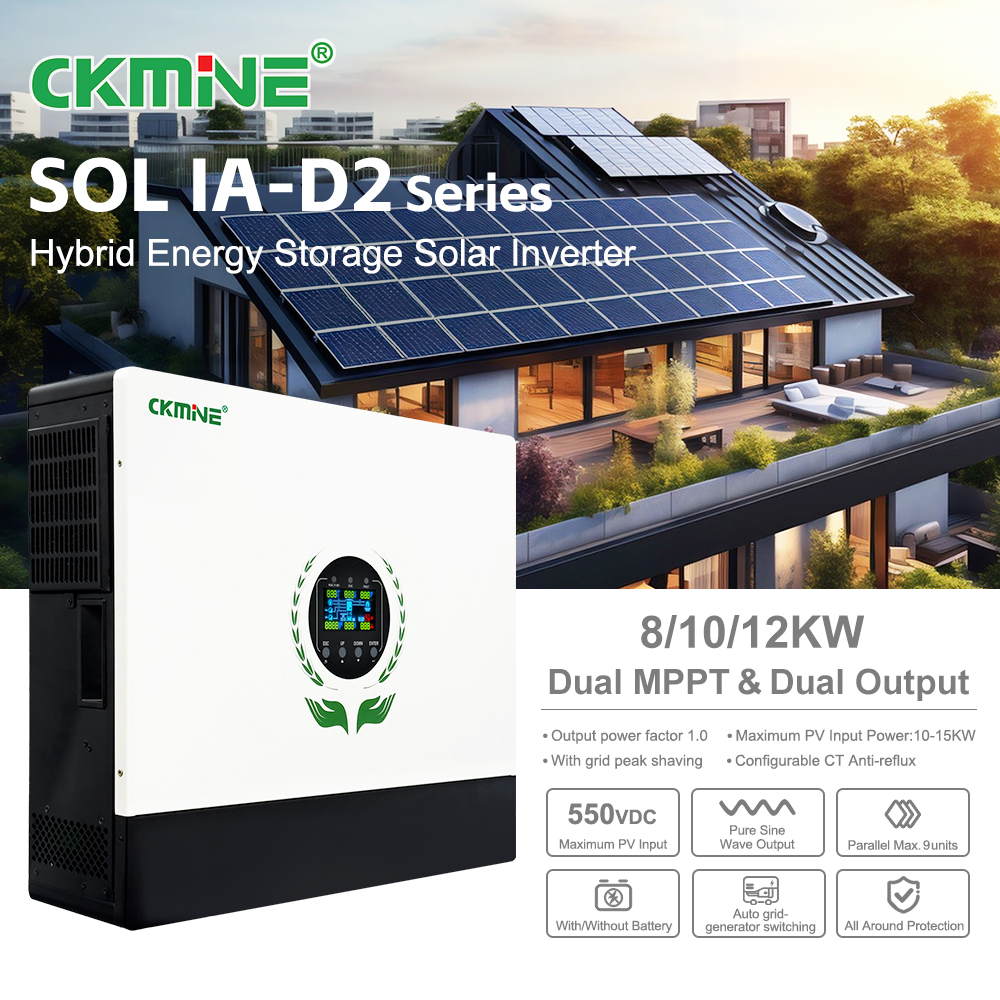 CKMINE 8kw 10kw12kw Dual MPPT 550VDC 220V 230V Dual Output Hybrid Energy Storage Solar Inverter Unius Fasi Parallelus pro Domum