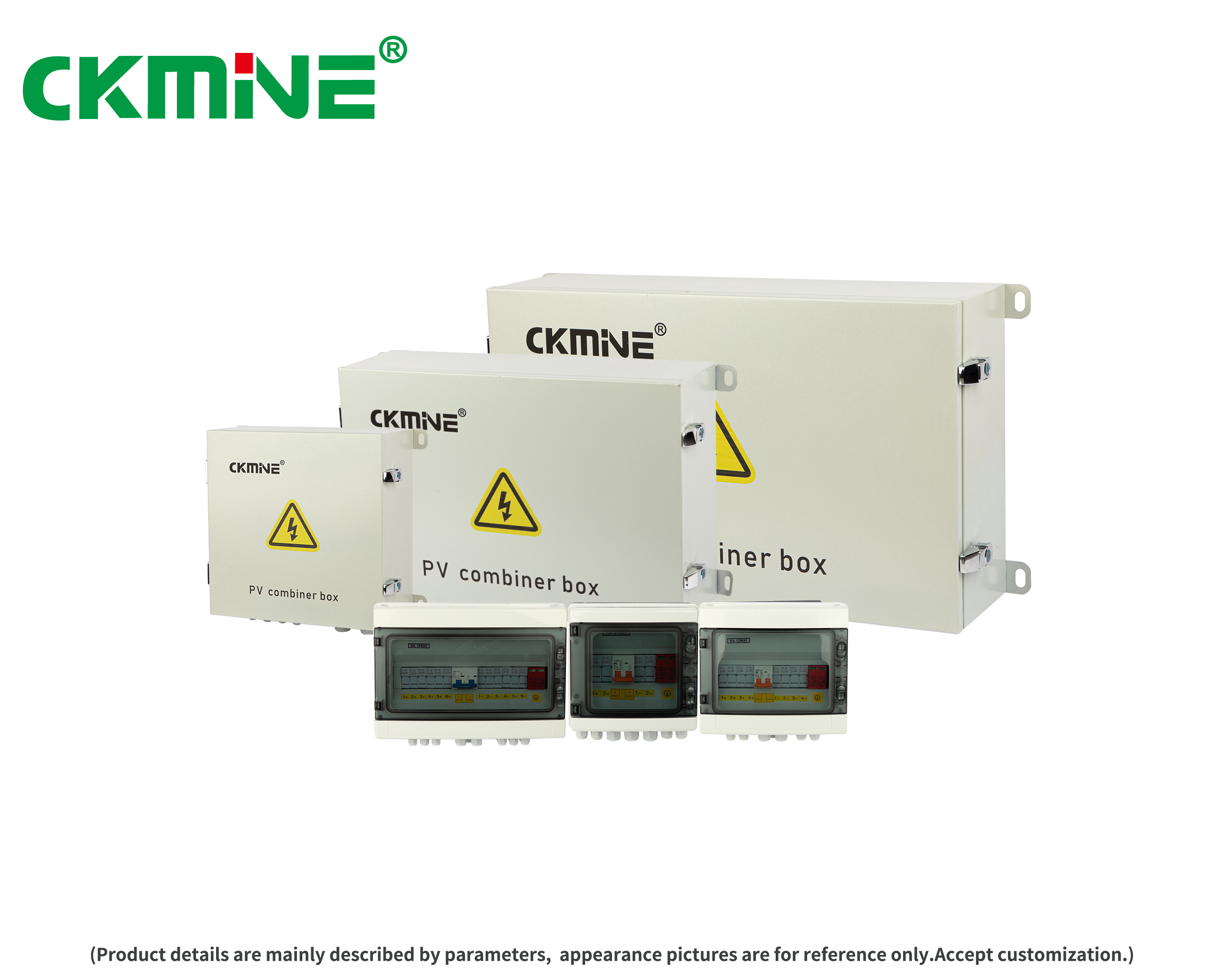 CKMINE customized solar combiner box 6 strings 63A 1000v dc waterproof pv array combiner boxes 6 in 1 out for solar panel details