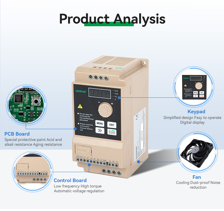 CKMINE 0.75kw 220V Knob Variable Frequency Speed Drive 3 Phase AC VFD Inverter variadores de frecuencia for 1HP Motor factory