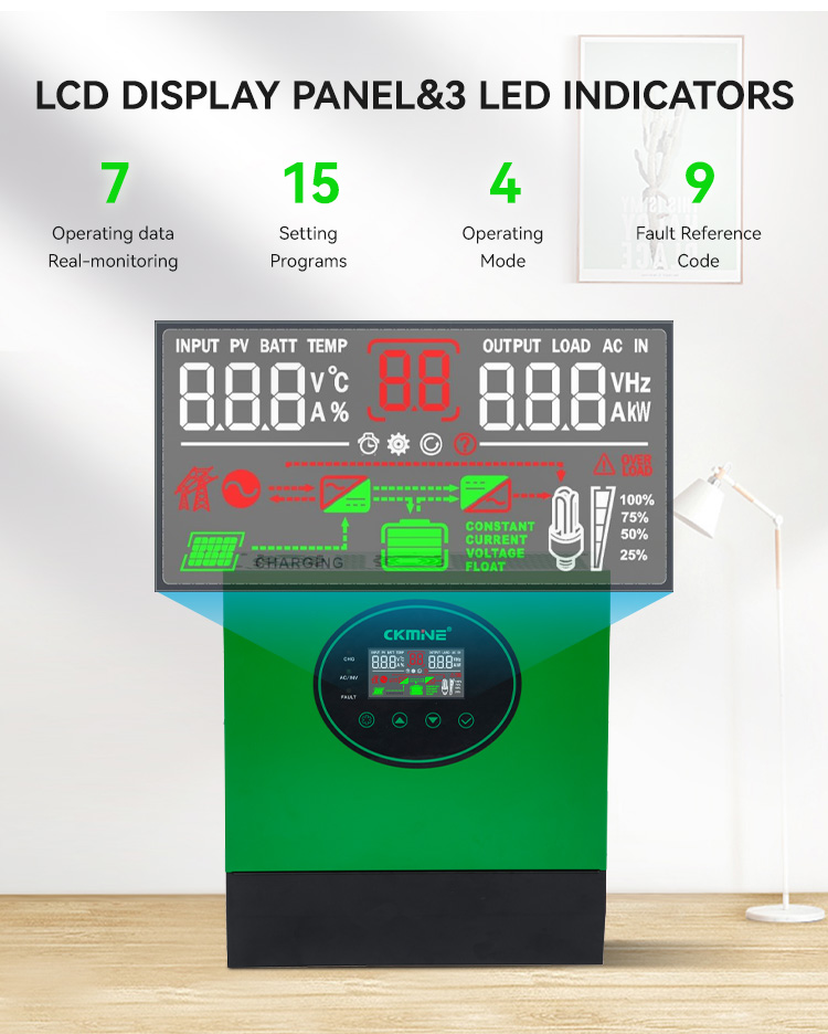 CKMINE 6.6kva 6kva 5kva MPPT Solar Inverter 6kw Single Phase 220V 48V Solare Off Grid Hybrid UPS Control All in One System manufacture