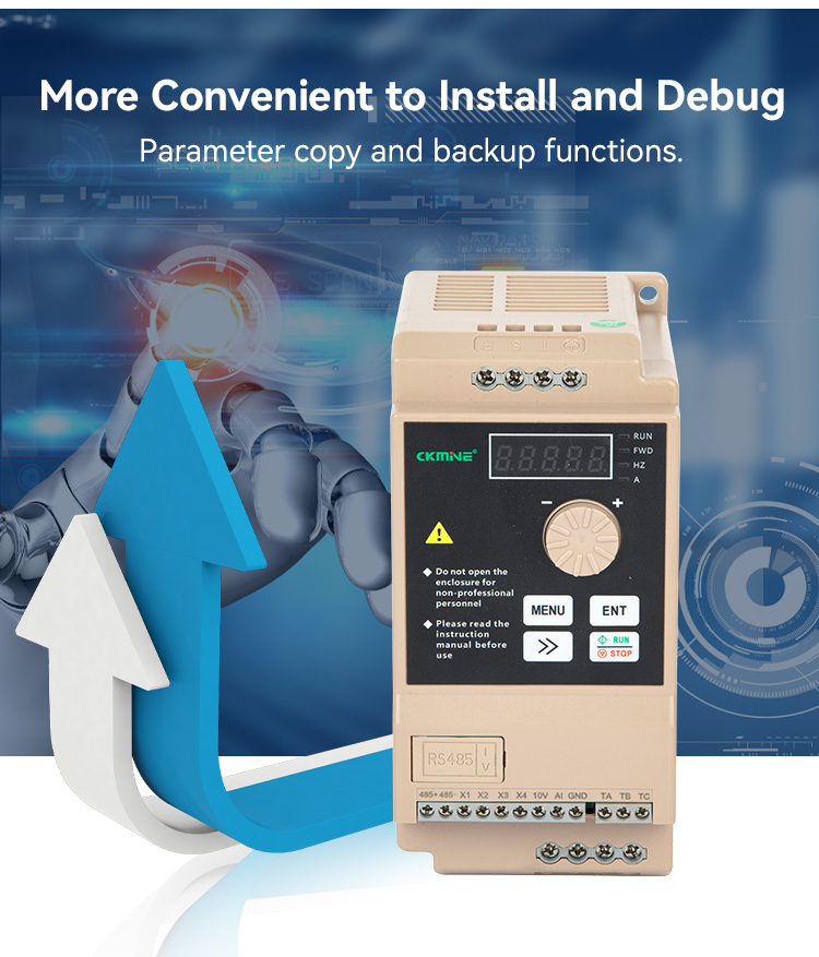 CKMINE 0.75kw 220V Knob Variable Frequency Speed Drive 3 Phase AC VFD Inverter variadores de frecuencia for 1HP Motor supplier