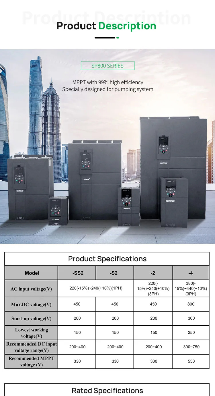CKMINE 150HP Solar Water Pump Inverter System DC AC 110kW 3 Phase to 3Phase 380V Variable Frequency Drive MPPT VFD for Motor supplier