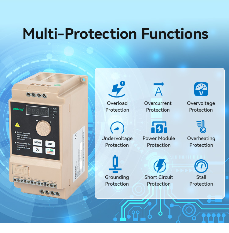 CKMINE 0.75kw 220V Knob Variable Frequency Speed Drive 3 Phase AC VFD Inverter variadores de frecuencia for 1HP Motor supplier